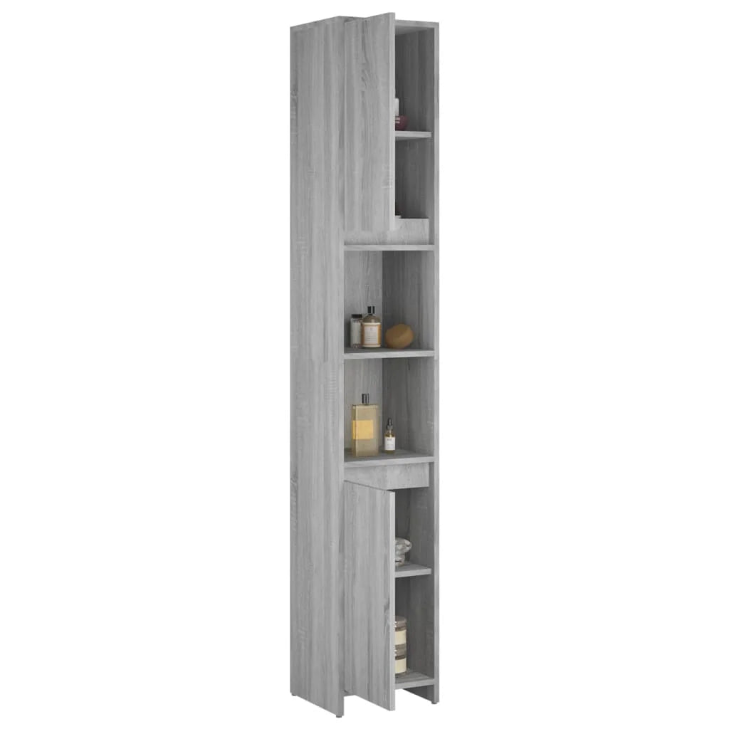 Armadio Bagno Rovere Grigio 30x30x183,5cm Legno