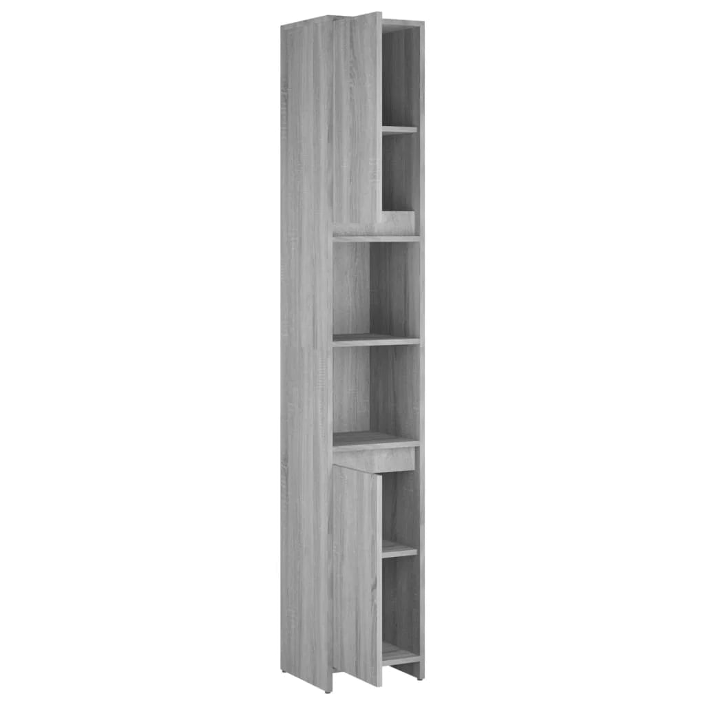 Armadio Bagno Rovere Grigio 30x30x183,5cm Legno