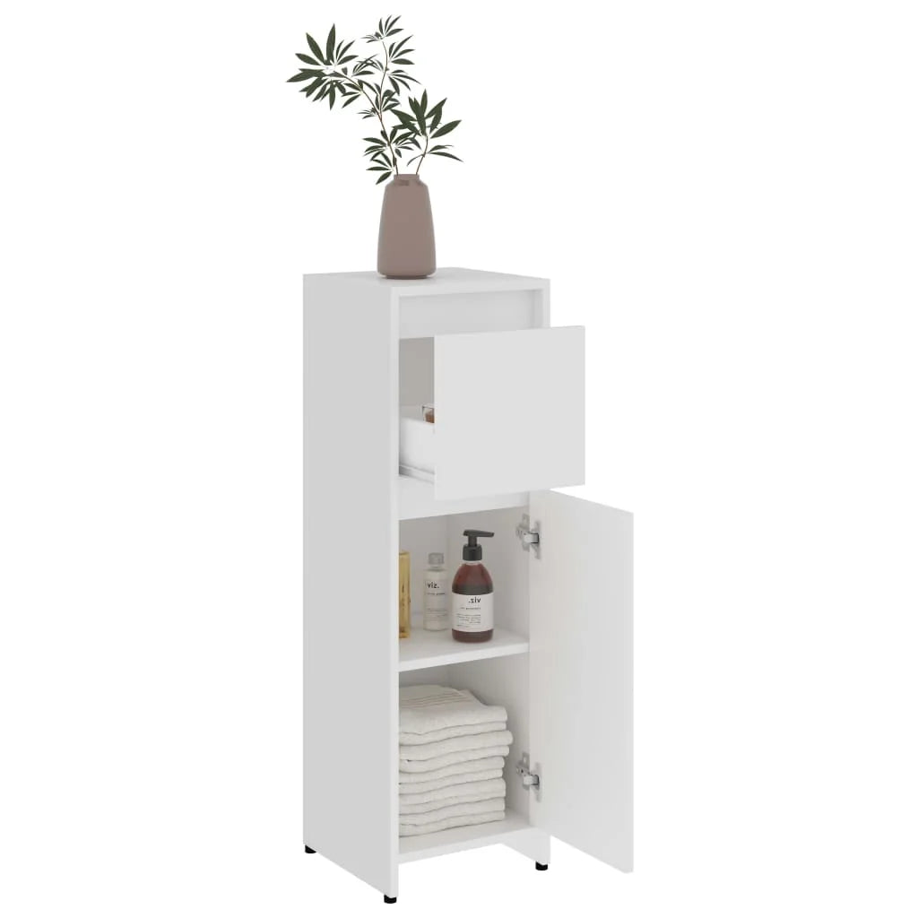 Armadio da Bagno Bianco 30x30x95 cm in Legno Multistrato