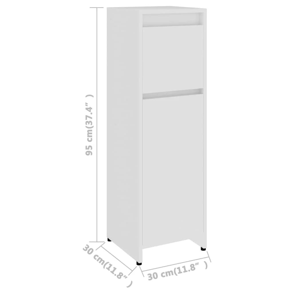 Armadio da Bagno Bianco 30x30x95 cm in Legno Multistrato