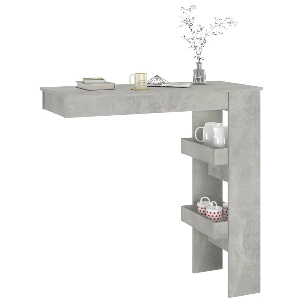 Bancone da Muro Grigio Cemento 102x45x103,5 cm Legno