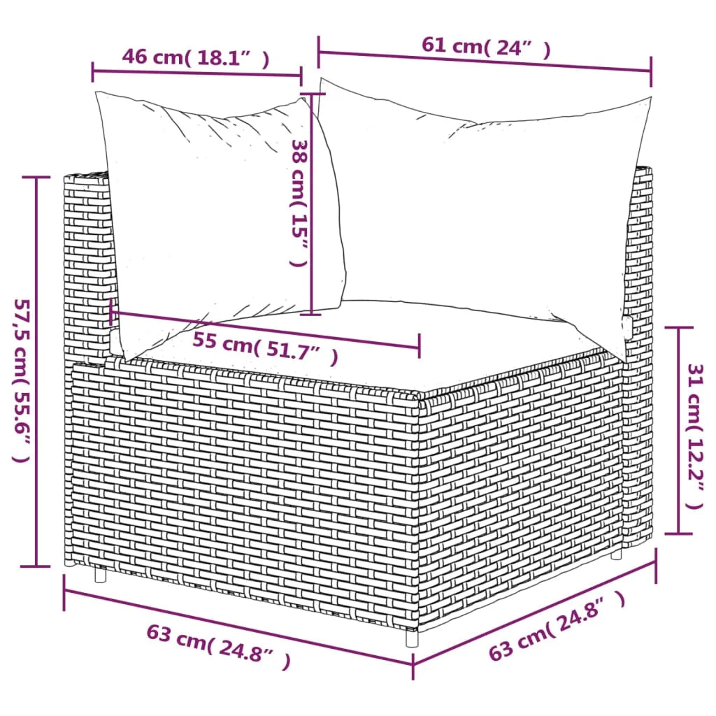 Divano Angolare da Giardino con Cuscini in Polyrattan