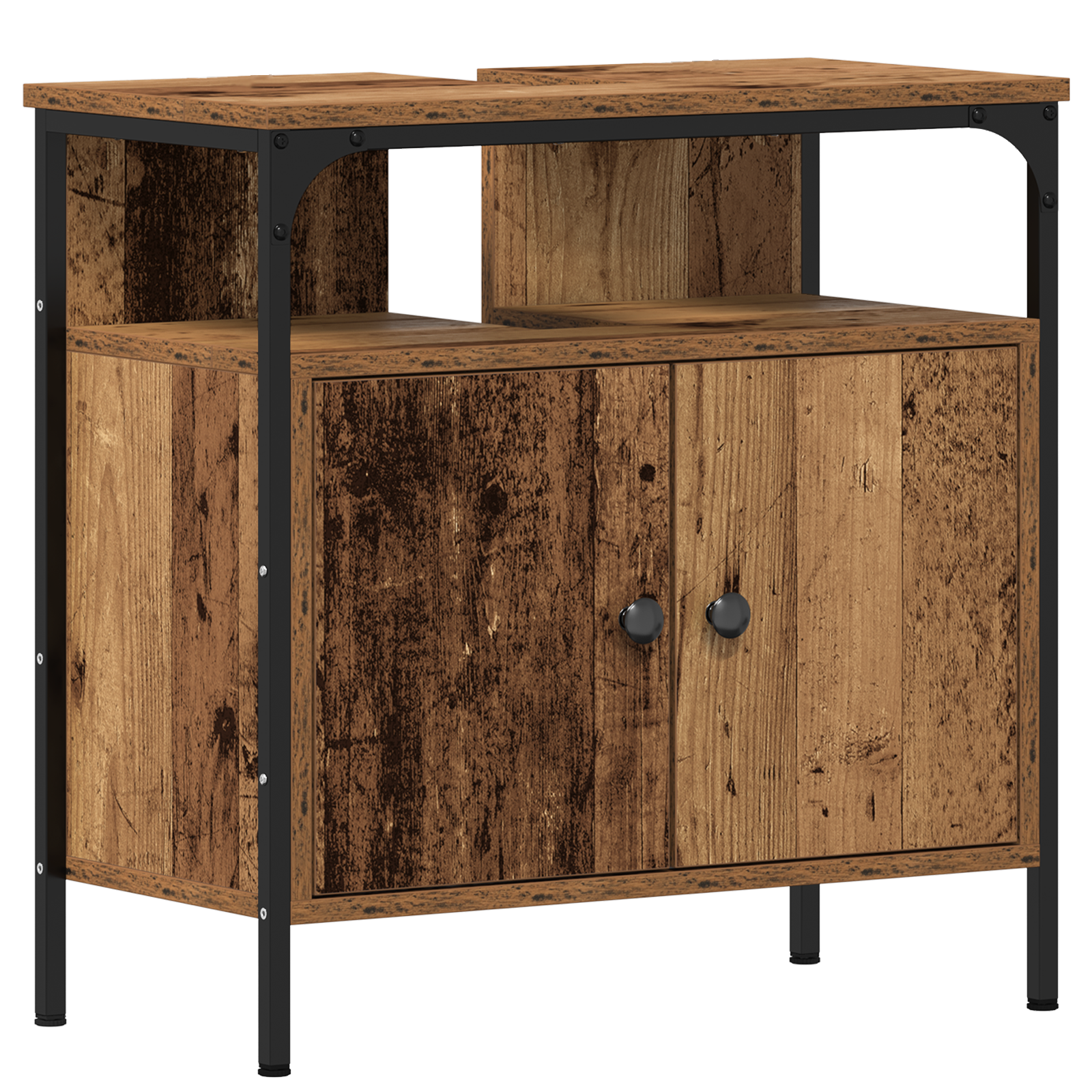 Armadio da bagno con lavabo integrato - Stile legno antico, legno ingegnerizzato