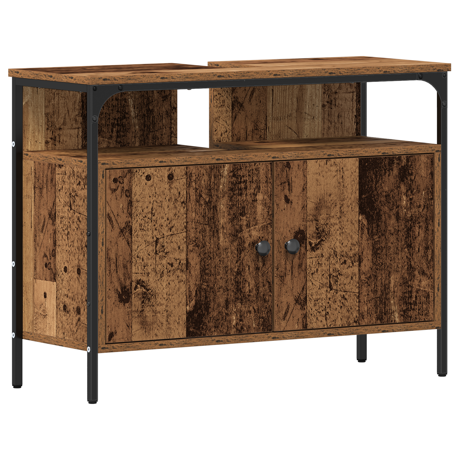 Armadio da bagno con lavabo integrato - Stile legno antico, legno ingegnerizzato