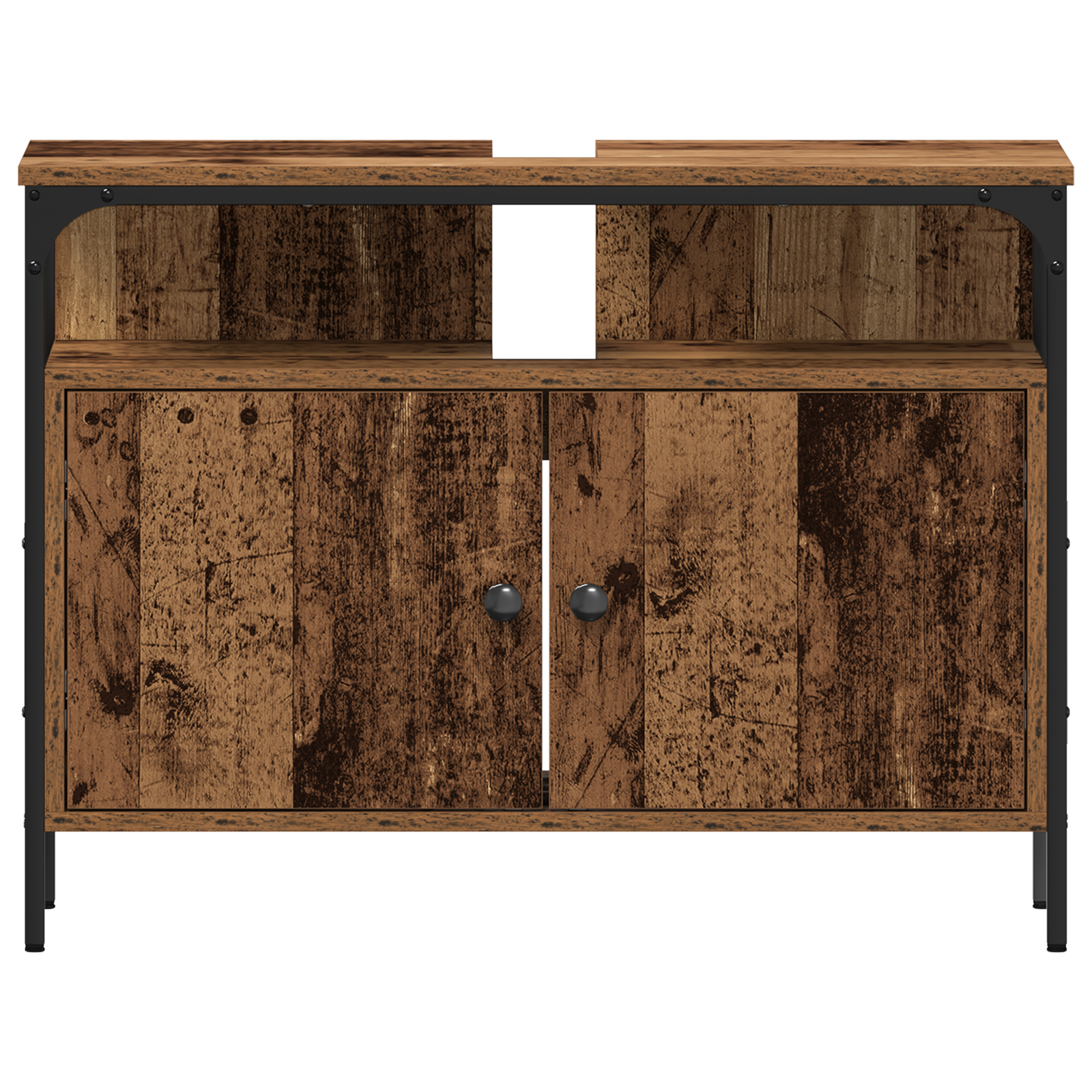 Armadio da bagno con lavabo integrato - Stile legno antico, legno ingegnerizzato