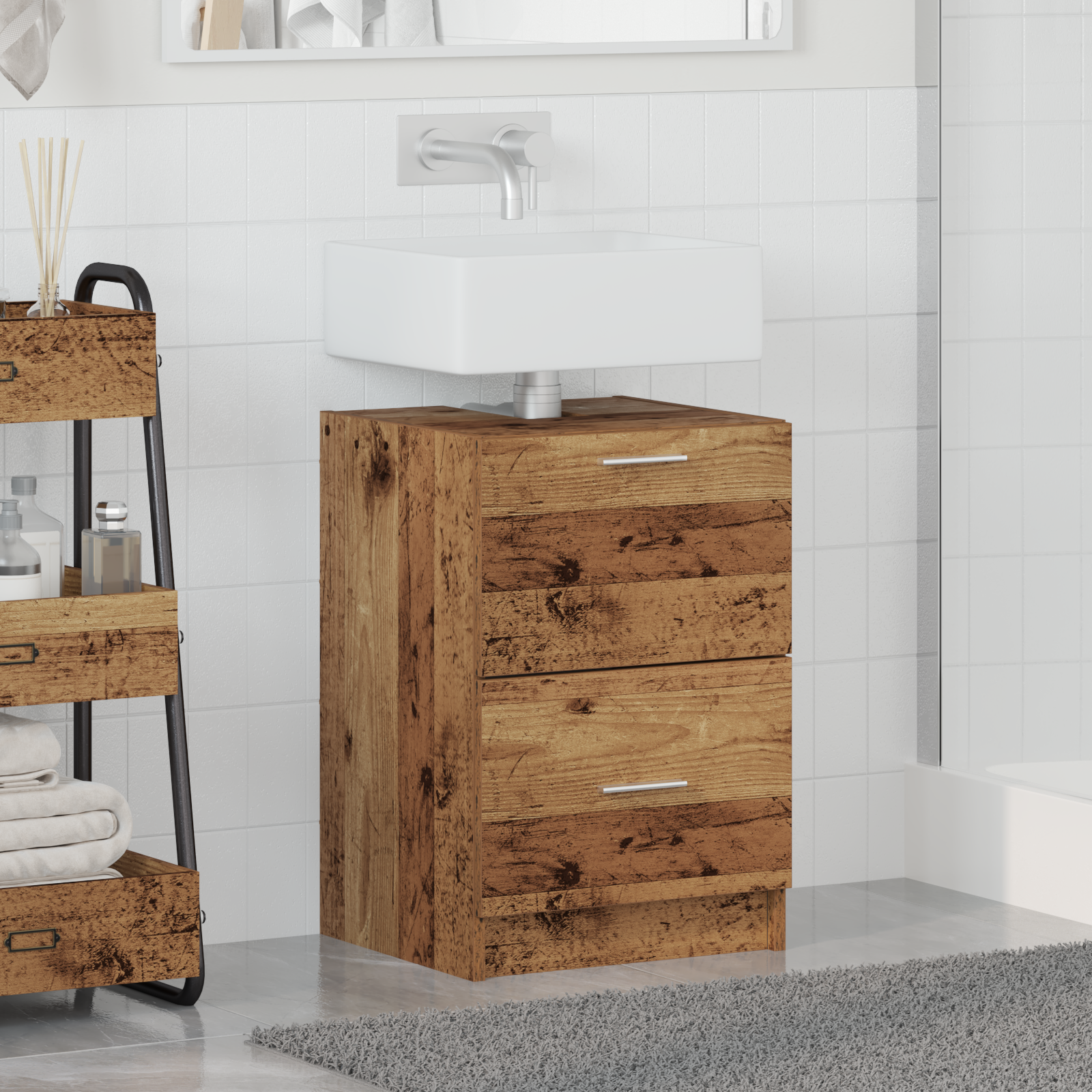 Armadietto per Lavandino Legno Vecchio 40x37x59 cm Legno Ingegnerizzato