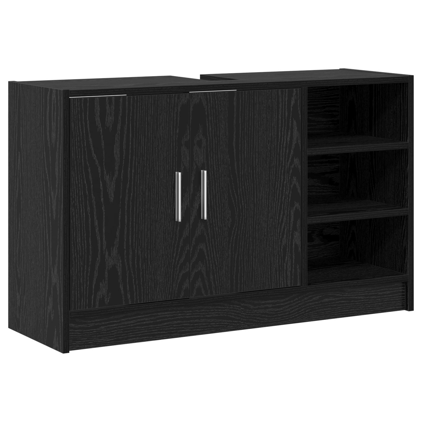 Armadio Lavabo Rovere Nero 90x29x55 cm Legno Ingegnerizzato