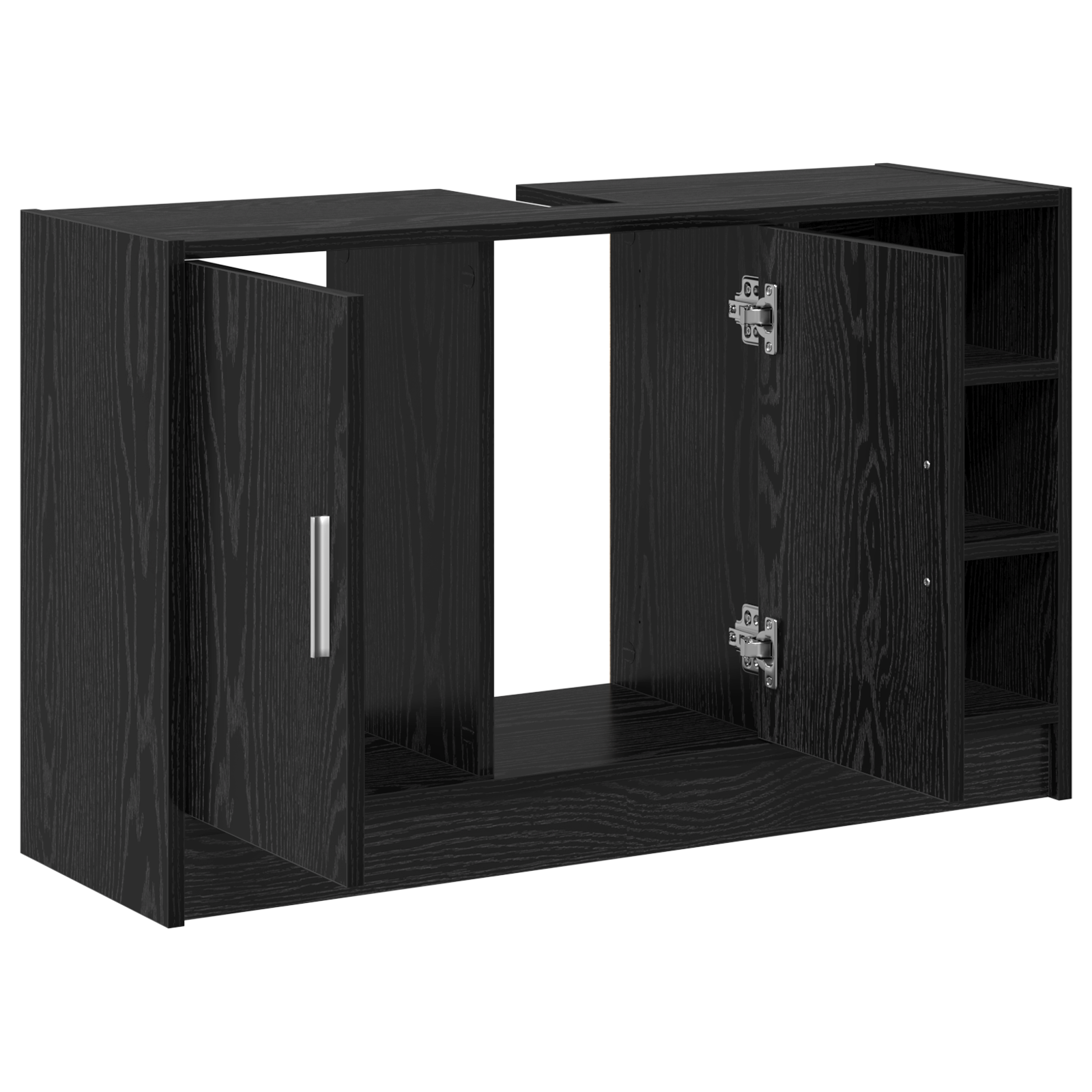 Armadio Lavabo Rovere Nero 90x29x55 cm Legno Ingegnerizzato