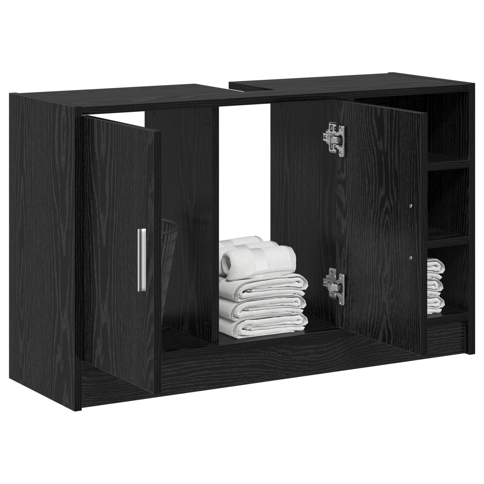 Armadio Lavabo Rovere Nero 90x29x55 cm Legno Ingegnerizzato