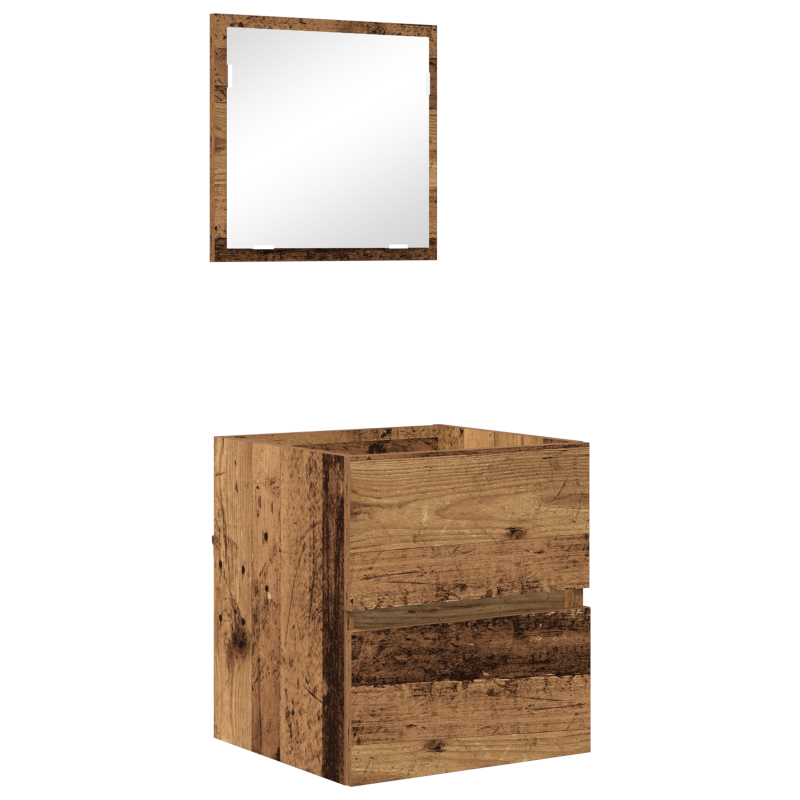 Armadio da Bagno Legno Invecchiato MDF con Impiallacciatura in Legno
