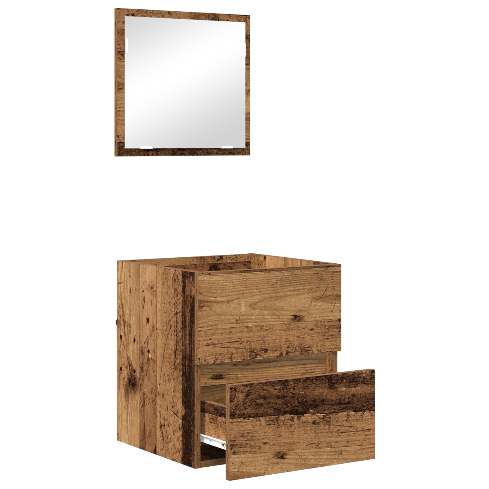 Armadio da Bagno Legno Invecchiato MDF con Impiallacciatura in Legno