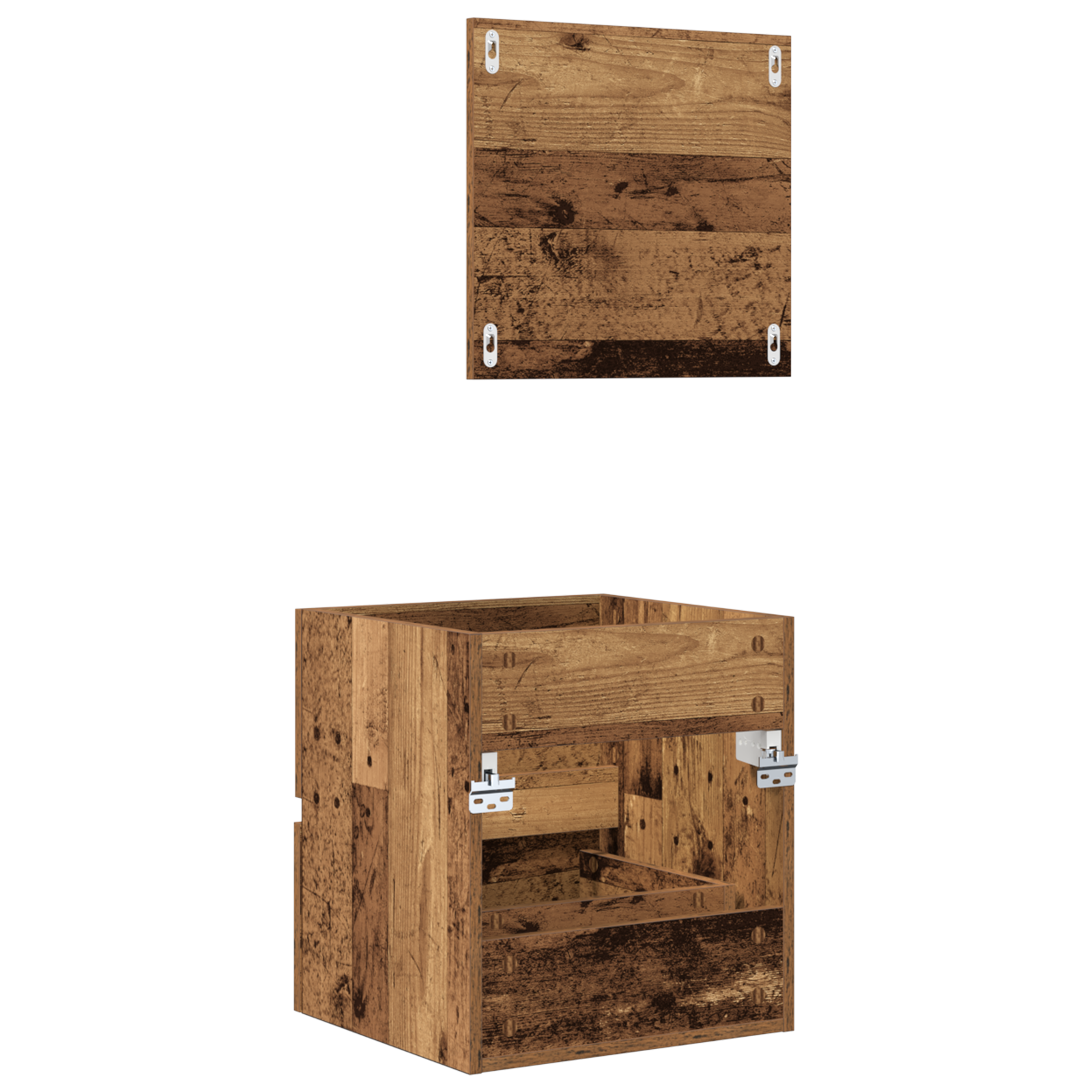 Armadio da Bagno Legno Invecchiato MDF con Impiallacciatura in Legno