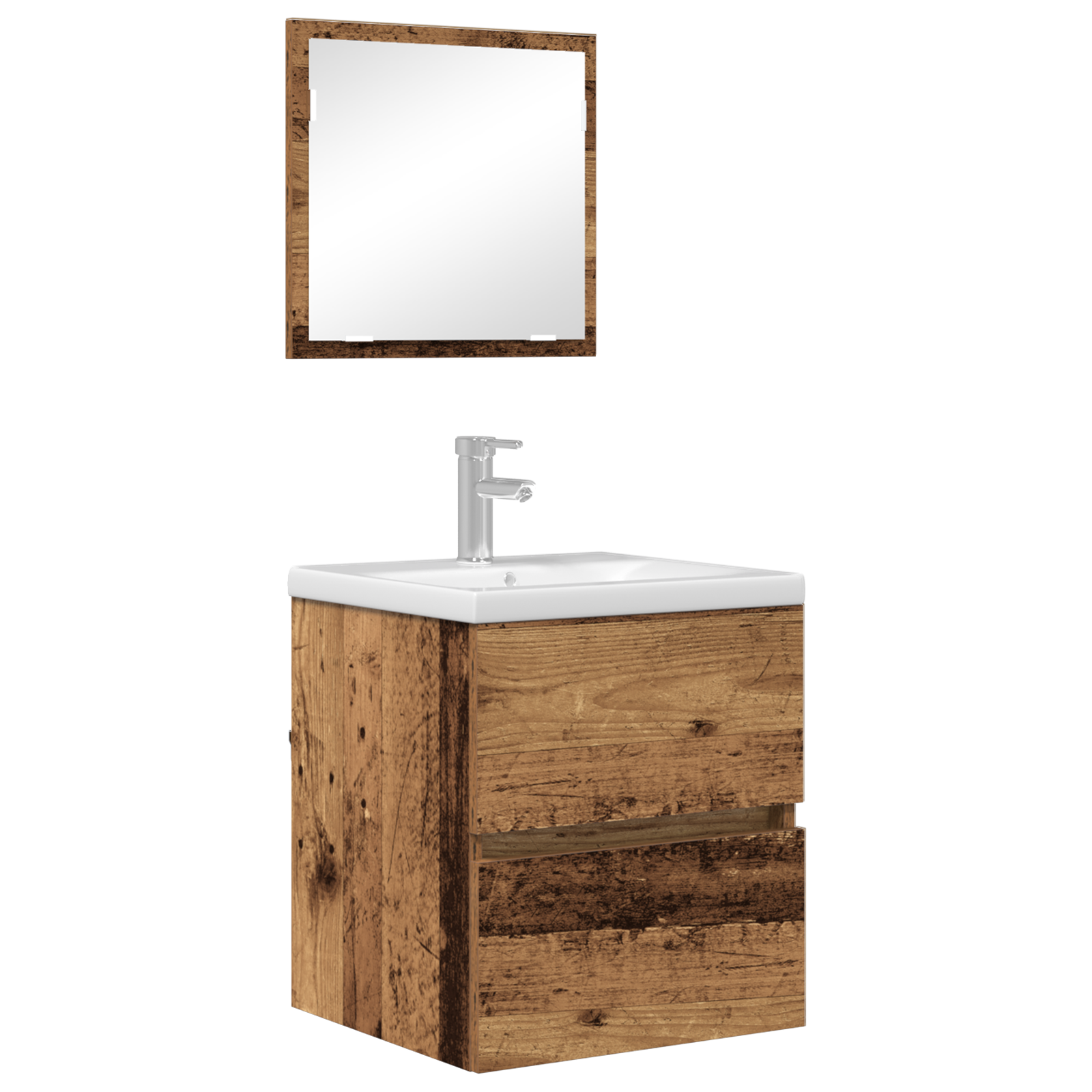 Armadio da Bagno Legno Invecchiato MDF con Impiallacciatura in Legno