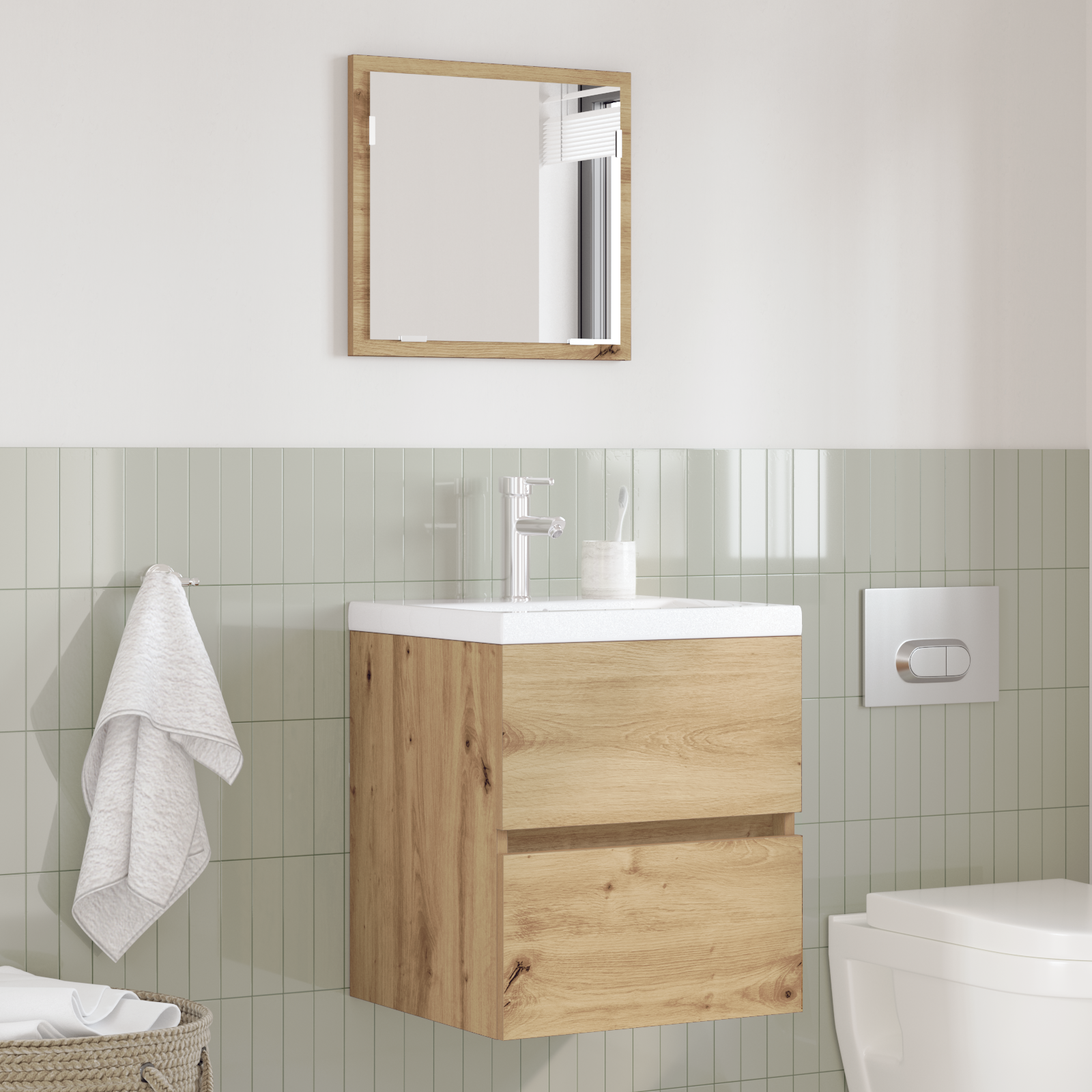 Armadio per il bagno Rovere artigianale MDF Medio Contenitore