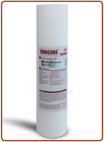 CARTOUCHE FILTRANTE IONICORE 10" POLYPROPYLÈNE SOUFFLÉ - 1/5/10/20/50 MICRON | SÉDIMENTS ET IMPURETÉS