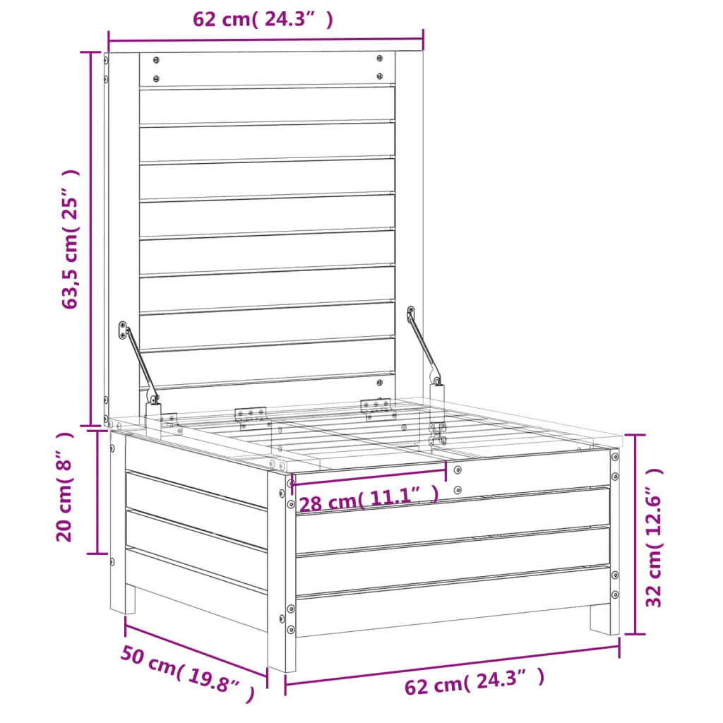Poggiapiedi da Giardino 62x63,5x32 cm Legno Impregnato