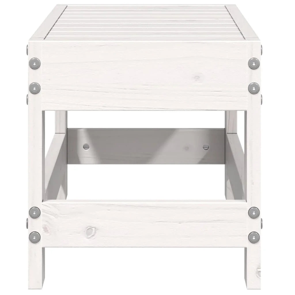 Poggiapiedi da Giardino Bianco 62x30x32 cm Legno Massello