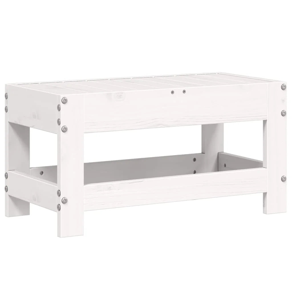 Poggiapiedi da Giardino Bianco 62x30x32 cm Legno Massello