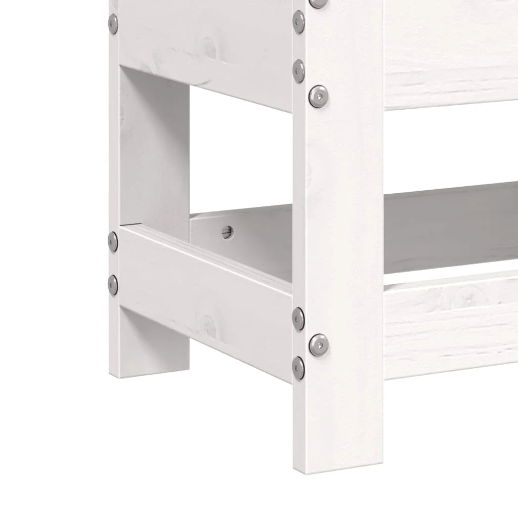 Poggiapiedi da Giardino Bianco 62x30x32 cm Legno Massello