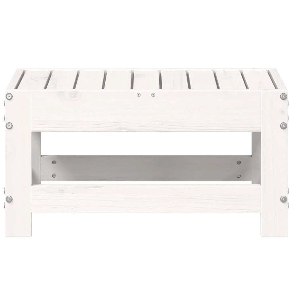 Poggiapiedi da Giardino Bianco 62x30x32 cm Legno Massello
