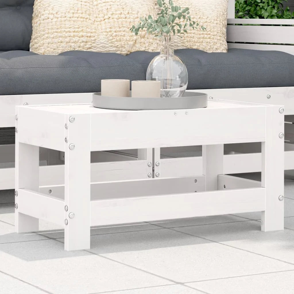 Poggiapiedi da Giardino Bianco 62x30x32 cm Legno Massello