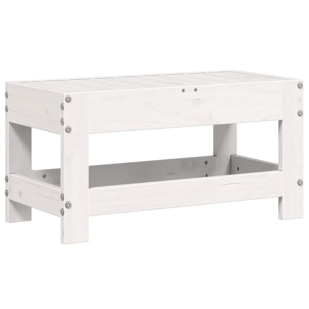 Poggiapiedi da Giardino Bianco 62x30x32 cm Legno Massello