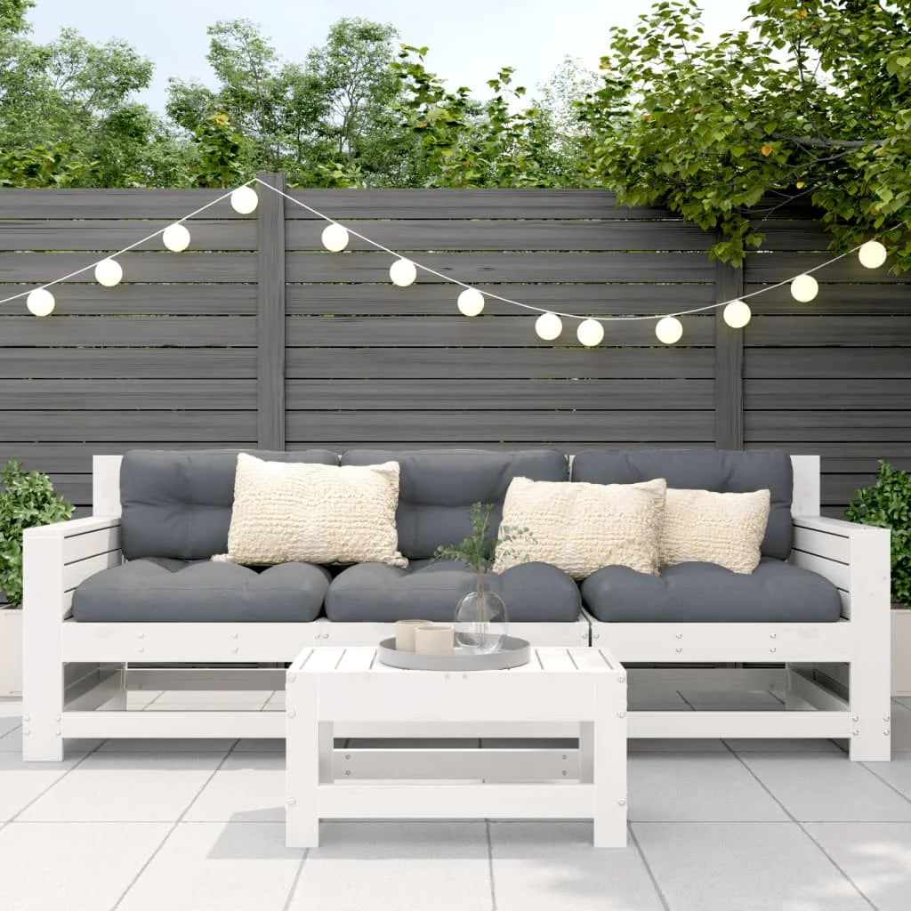 Poggiapiedi da Giardino Bianco 62x30x32 cm Legno Massello