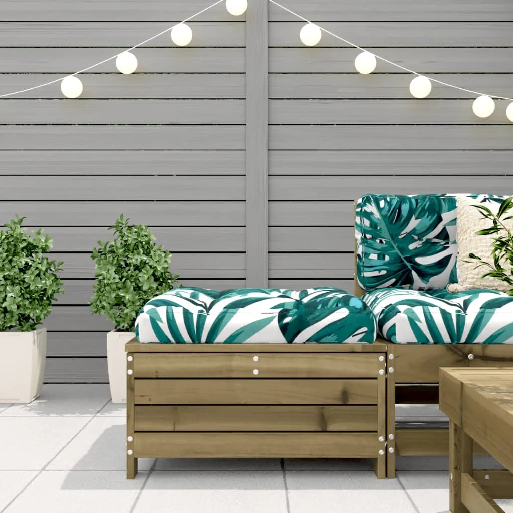 Poggiapiedi da Giardino con Cuscino in Legno Impregnato