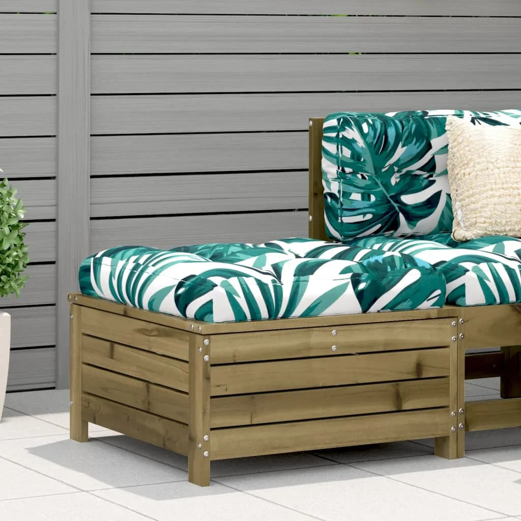 Poggiapiedi da Giardino con Cuscino in Legno Impregnato