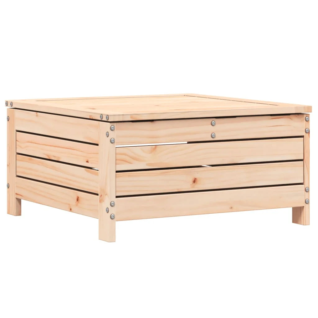 Poggiapiedi da Giardino con Cuscino in Legno Massello