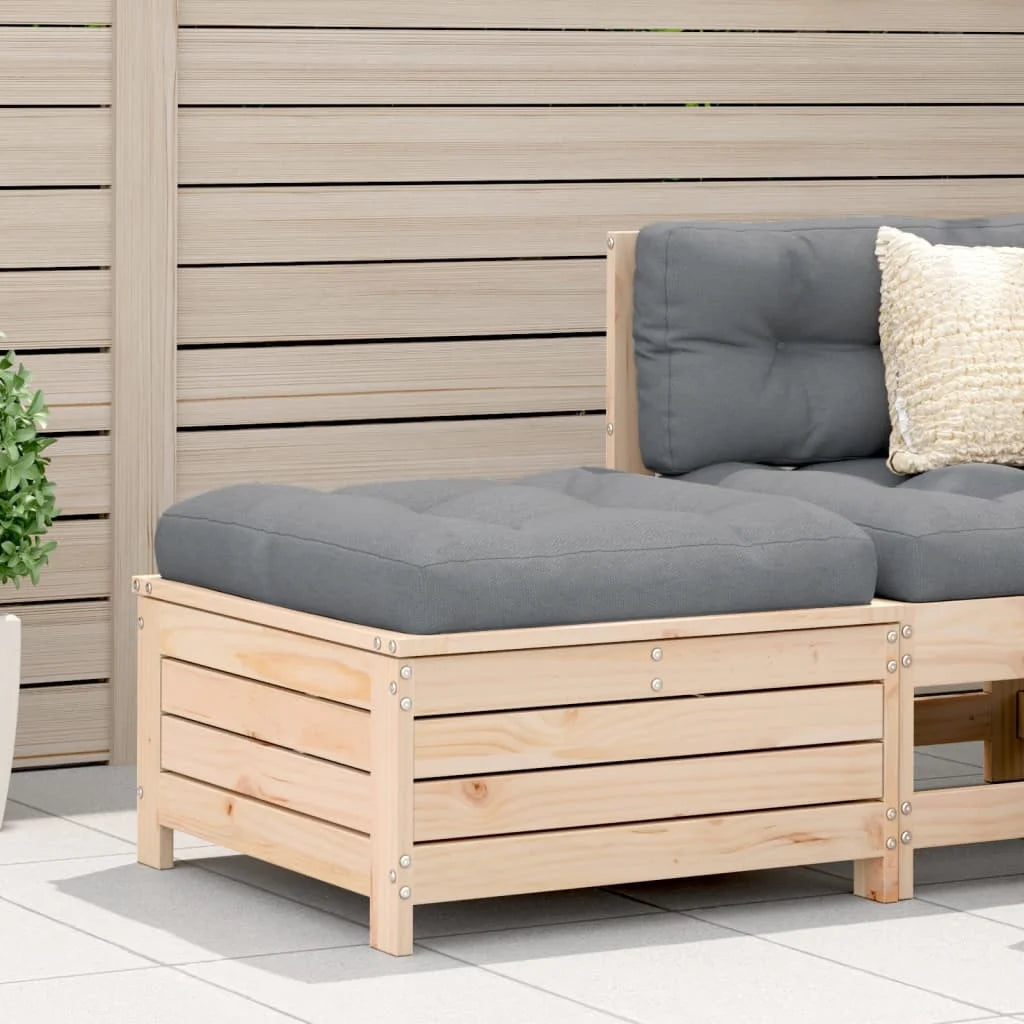 Poggiapiedi da Giardino con Cuscino in Legno Massello