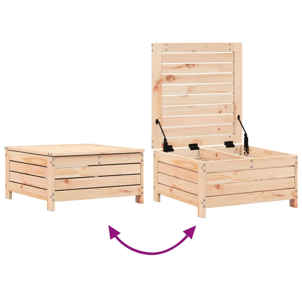 Poggiapiedi da Giardino con Cuscino in Legno Massello