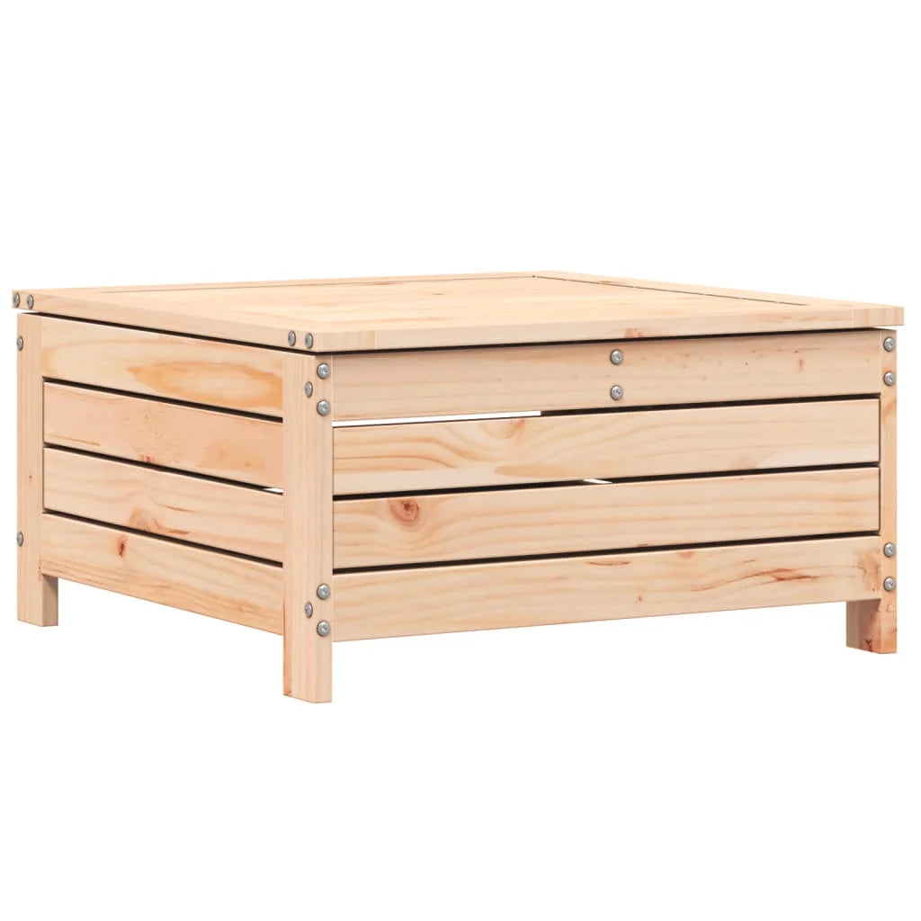 Poggiapiedi da Giardino con Cuscino in Legno Massello