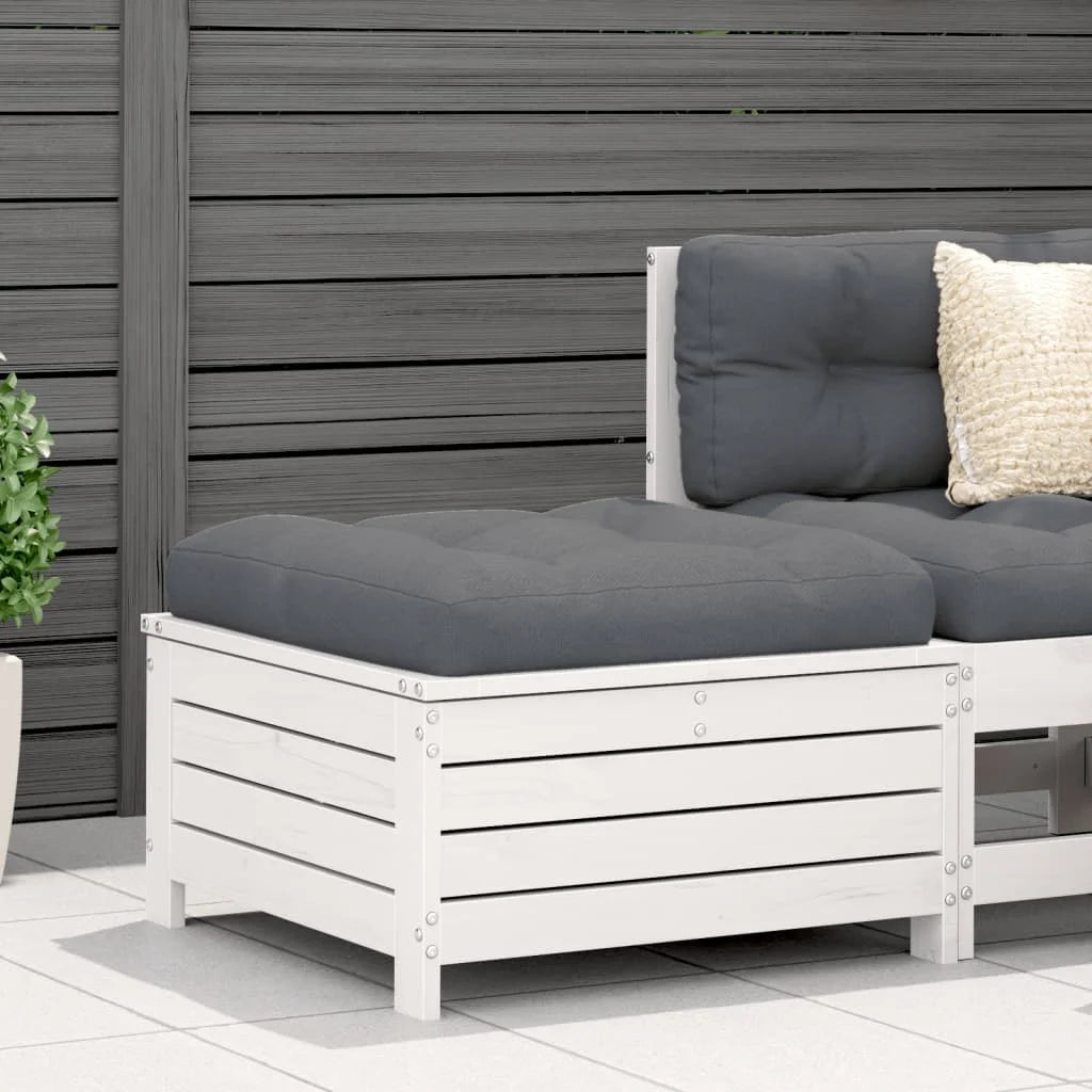 Poggiapiedi da Giardino con Cuscino Legno Massello Pino