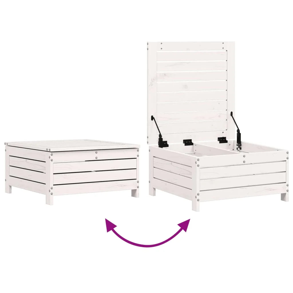 Poggiapiedi Giardino Bianco 62x63,5x32 cm Legno Massello