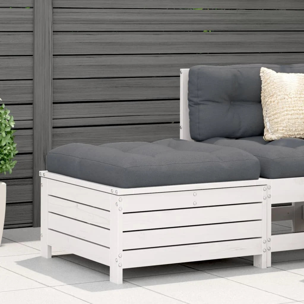 Poggiapiedi Giardino Bianco 62x63,5x32 cm Legno Massello