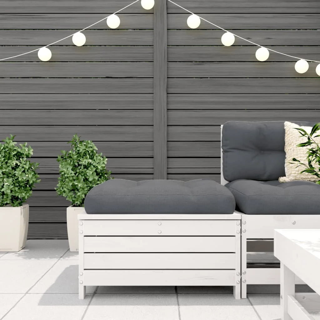 Poggiapiedi Giardino Bianco 62x63,5x32 cm Legno Massello