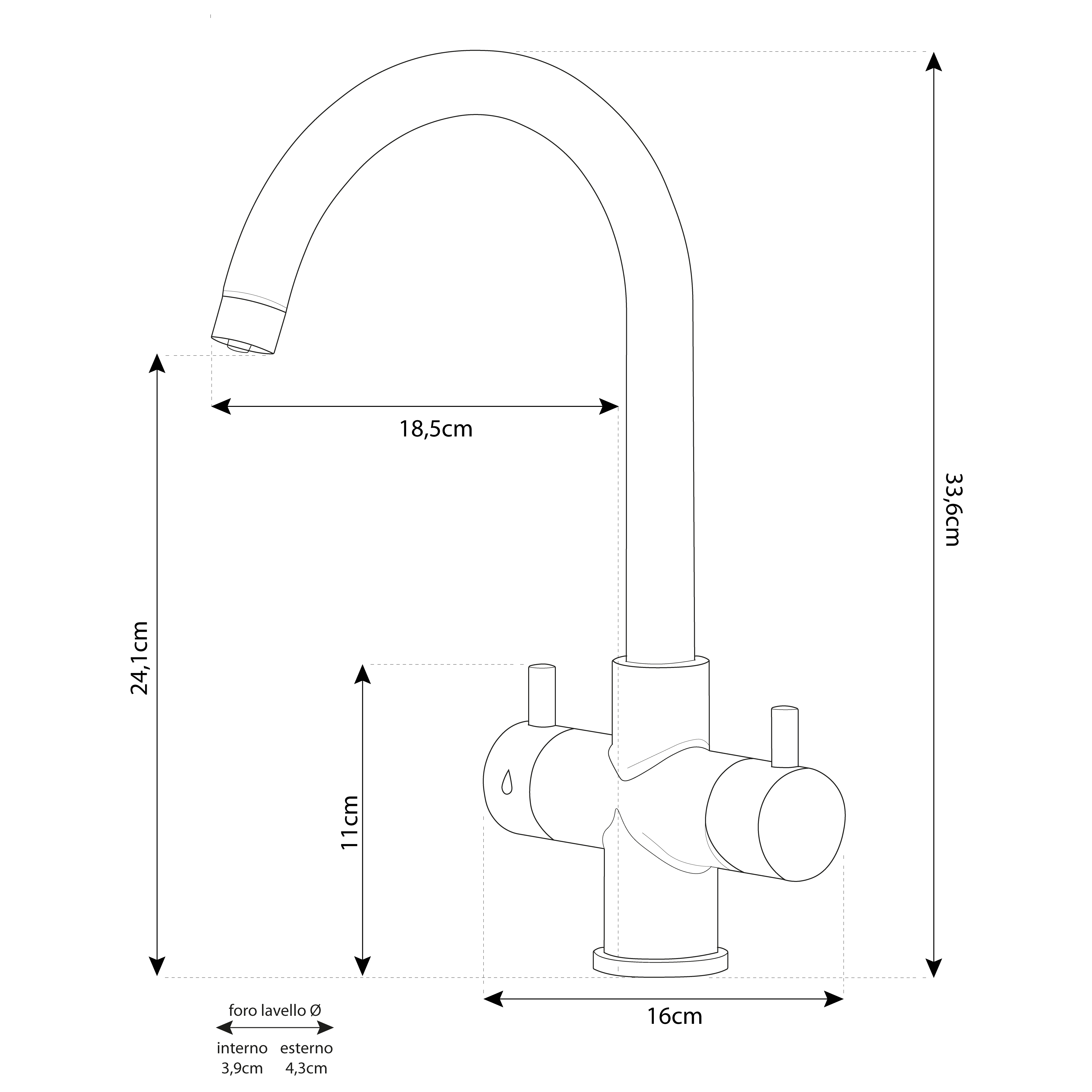 Rubinetto da Cucina 3 Vie Nero Opaco Made in Italy – Collo di Cigno 3/8″