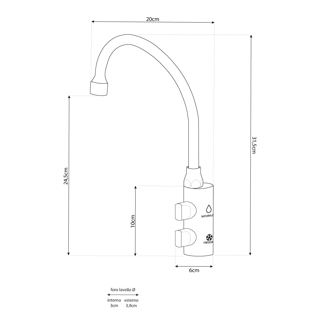 Rubinetto di Prelievo per Depuratori 2 Vie 6mm - Cromo