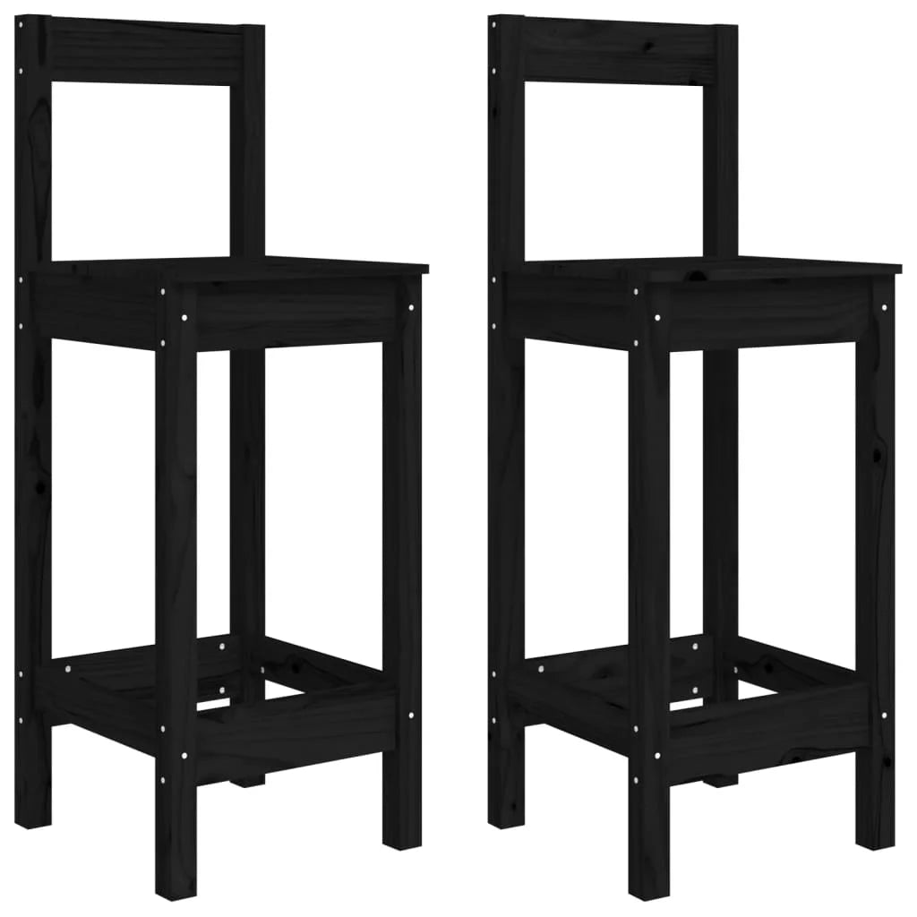 Sedie da Bar 2 pz Nere 40x41,5x112 cm Legno Massello