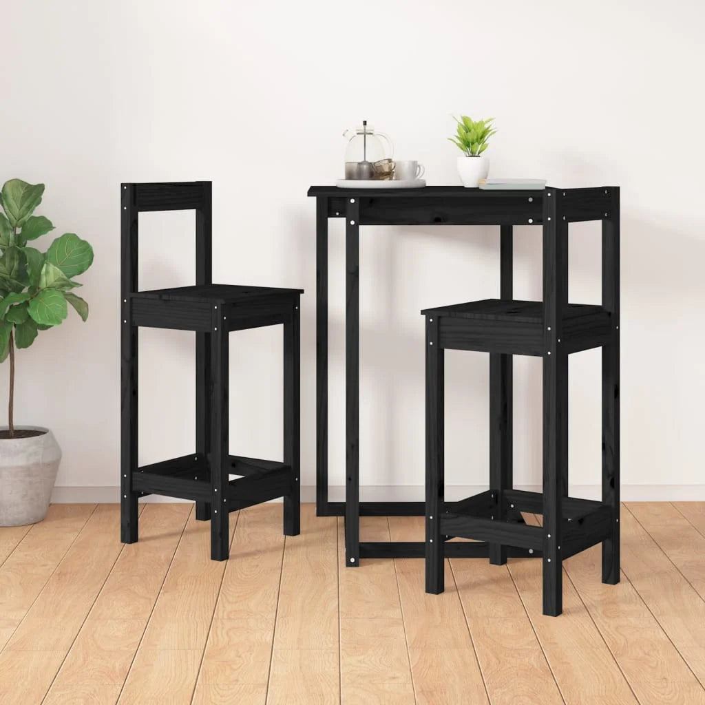 Sedie da Bar 2 pz Nere 40x41,5x112 cm Legno Massello