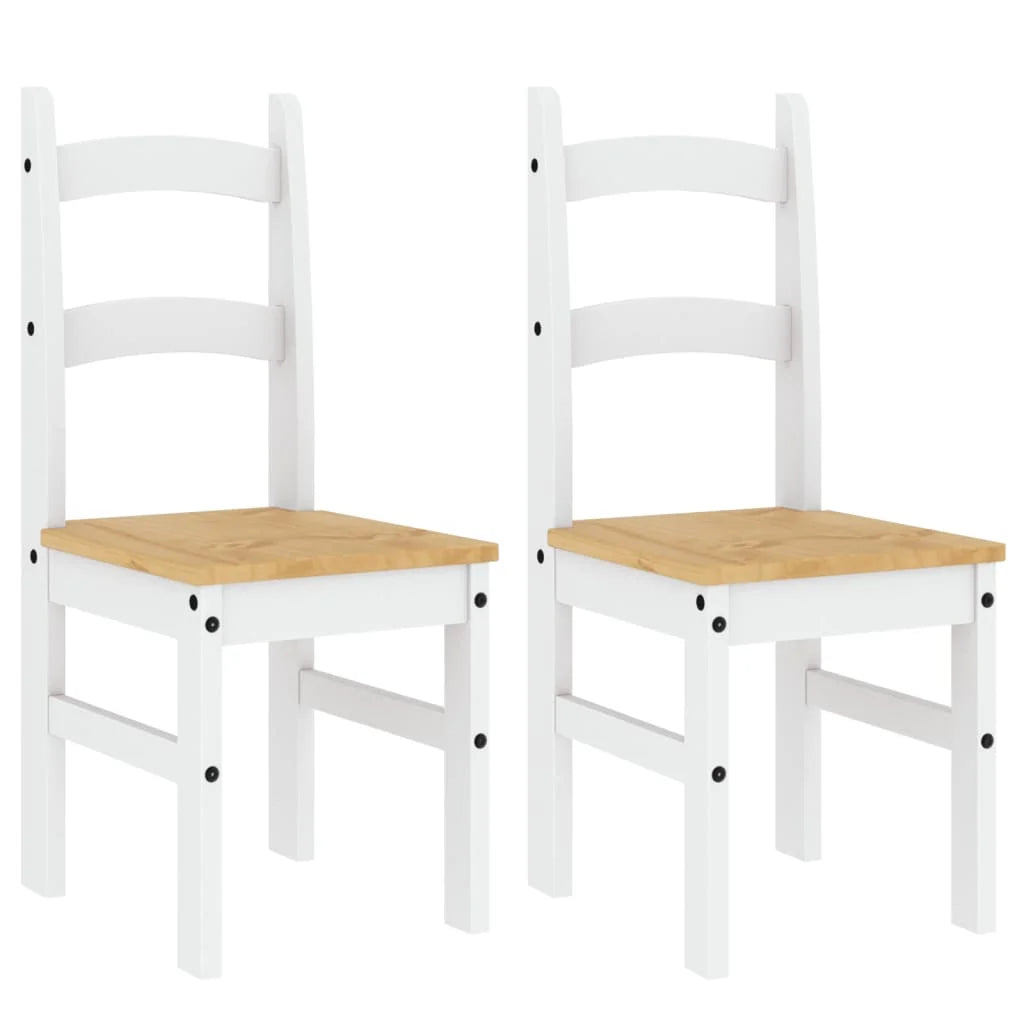 Sedie da Pranzo 2 pz Bianche 40x46x99 cm Legno Massello