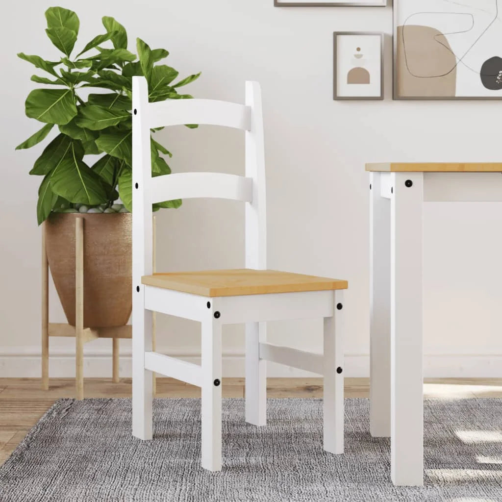 Sedie da Pranzo 2 pz Bianche 40x46x99 cm Legno Massello