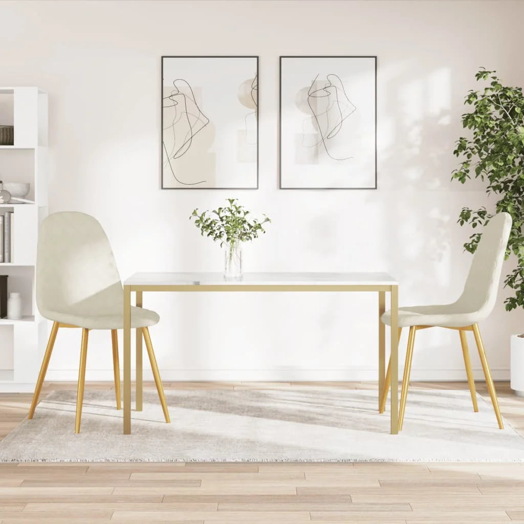 Sedie da Pranzo 2 pz Bianco Crema in Velluto - Sedie