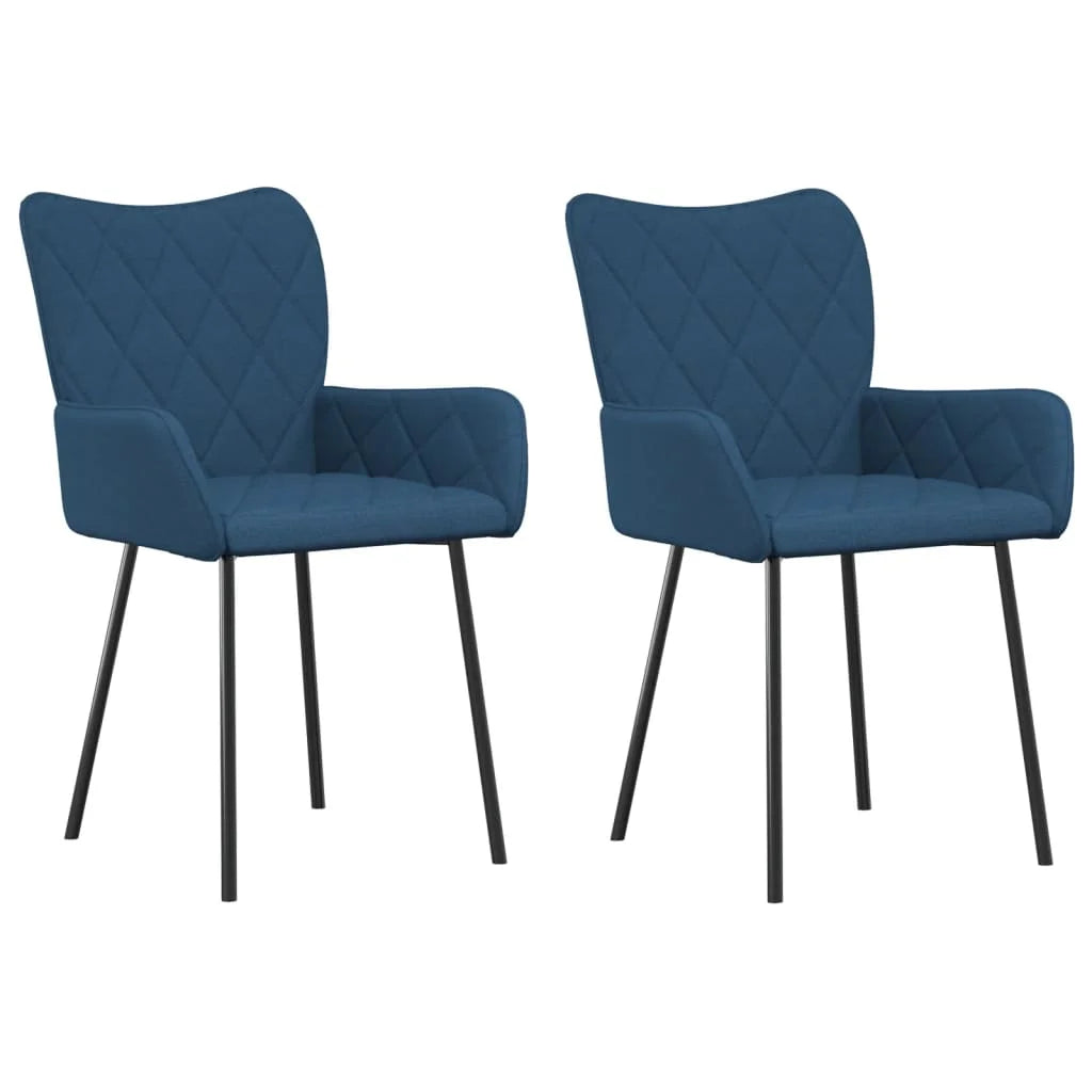 Sedie da Pranzo 2 pz Blu in Tessuto - Sedie per cucina