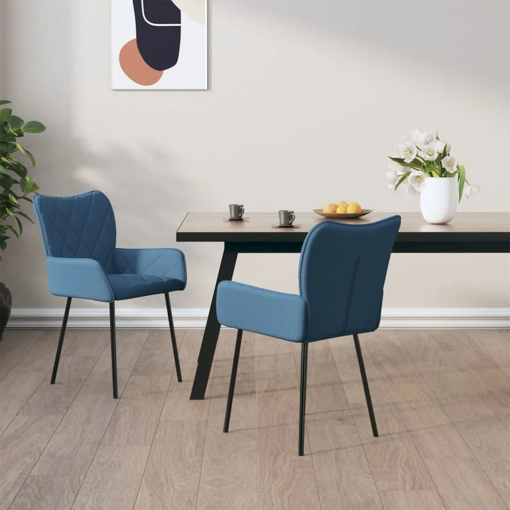 Sedie da Pranzo 2 pz Blu in Tessuto - Sedie per cucina