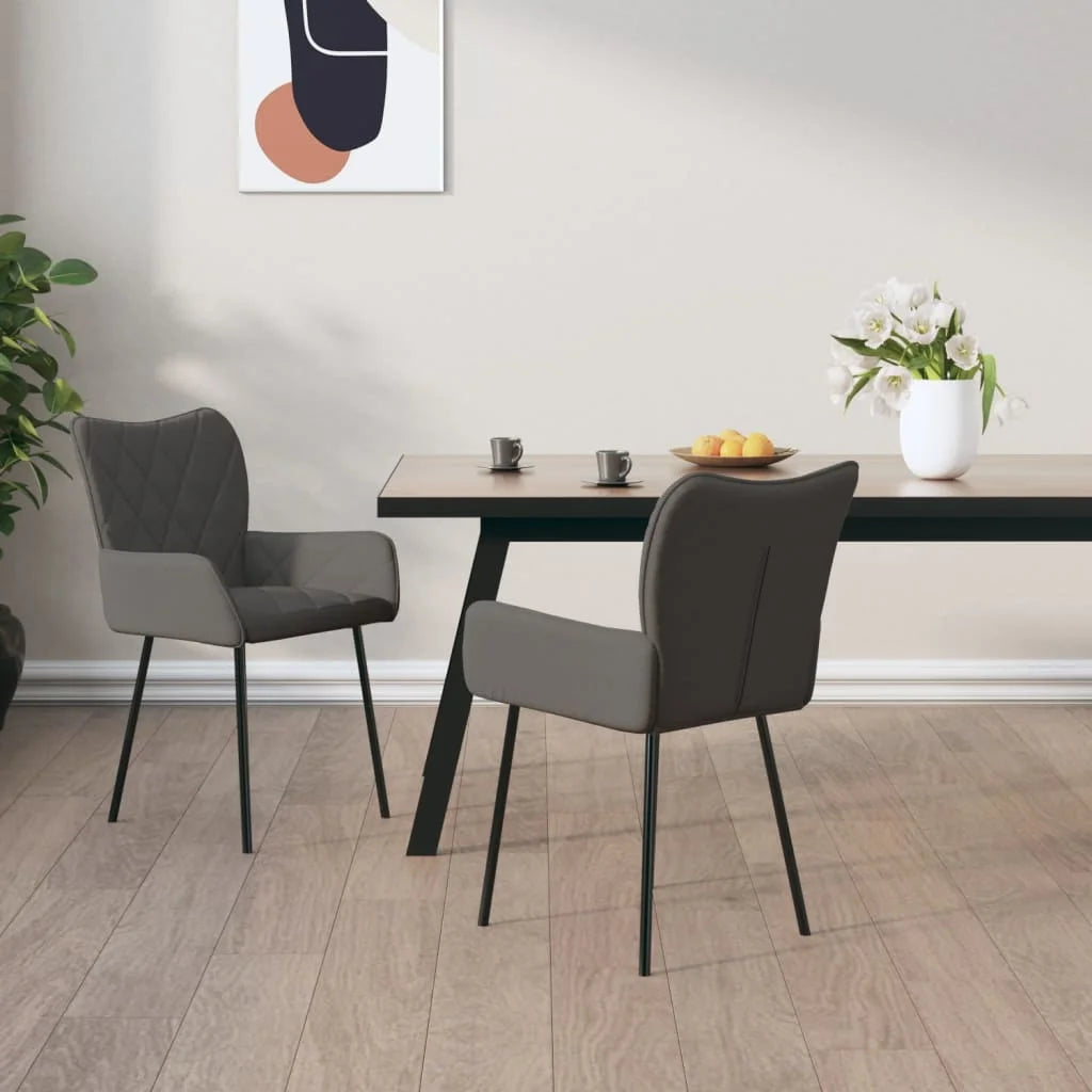 Sedie da Pranzo 2 pz Grigio Scuro in Tessuto - Sedie
