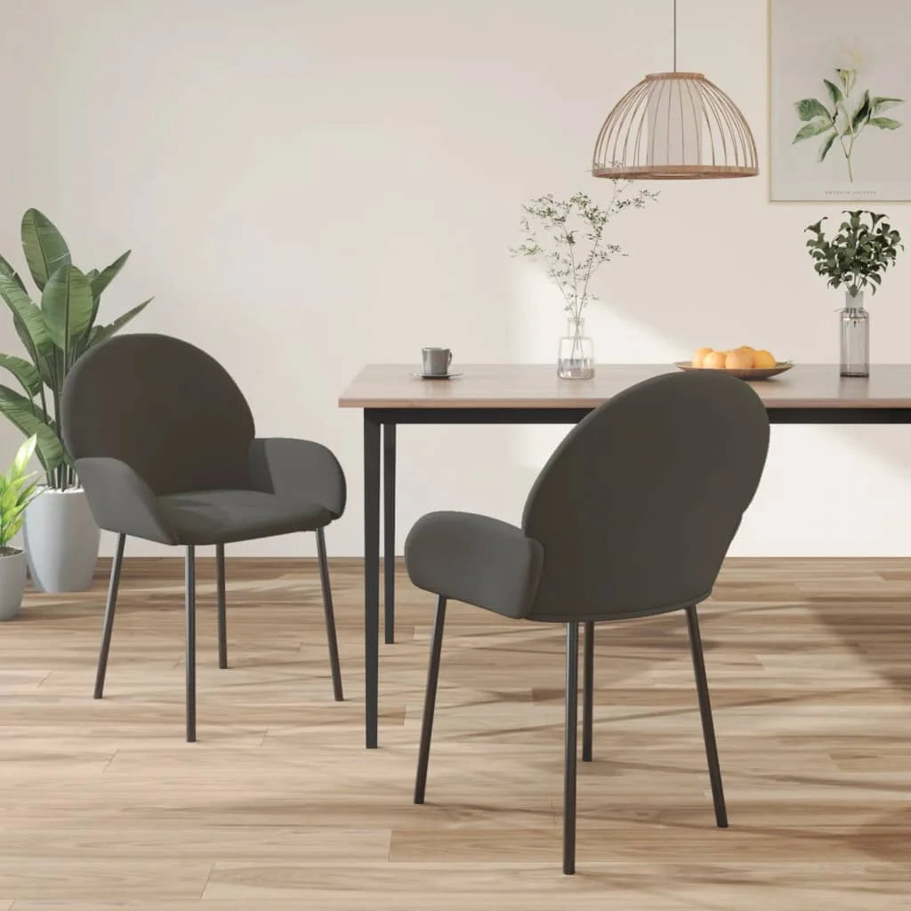 Sedie da Pranzo 2 pz Grigio Scuro in Velluto - Sedie