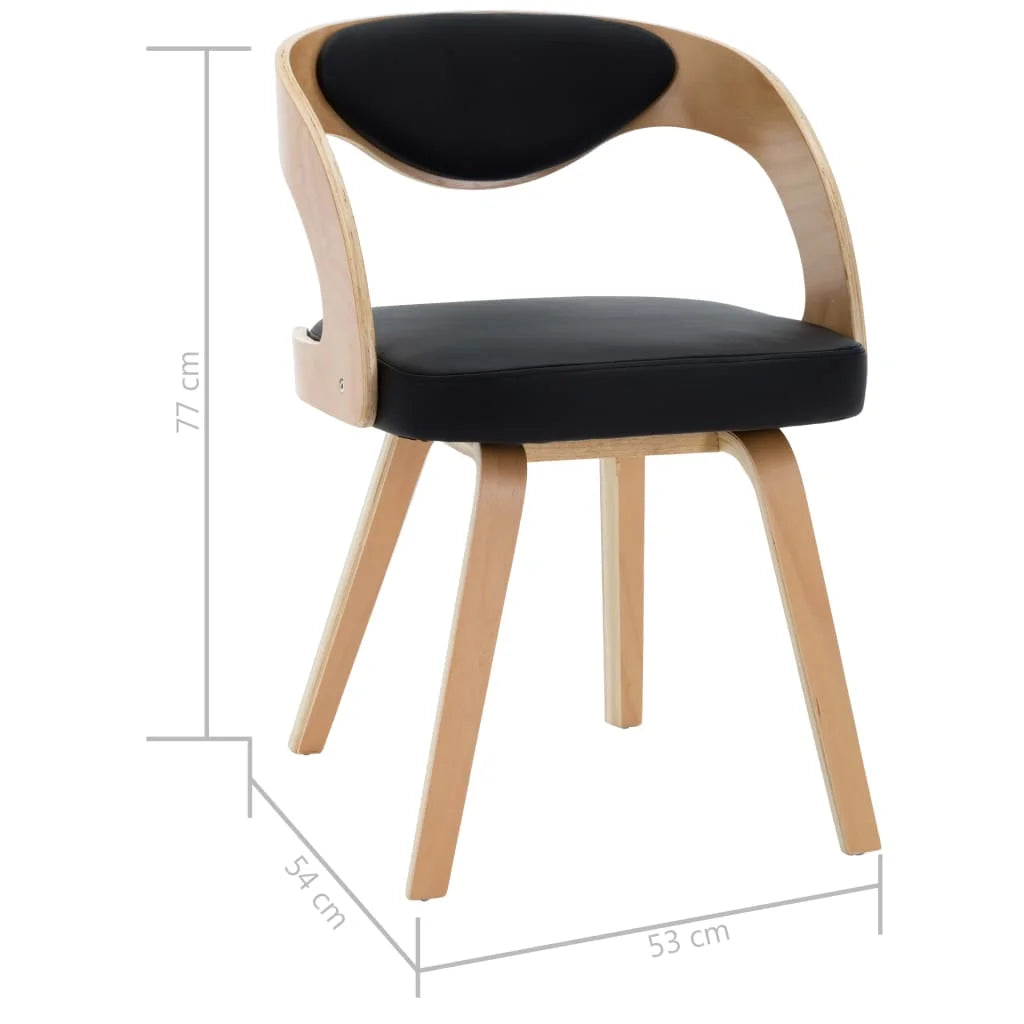 Sedie da Pranzo 2 pz Nere in Legno Curvato e Similpelle