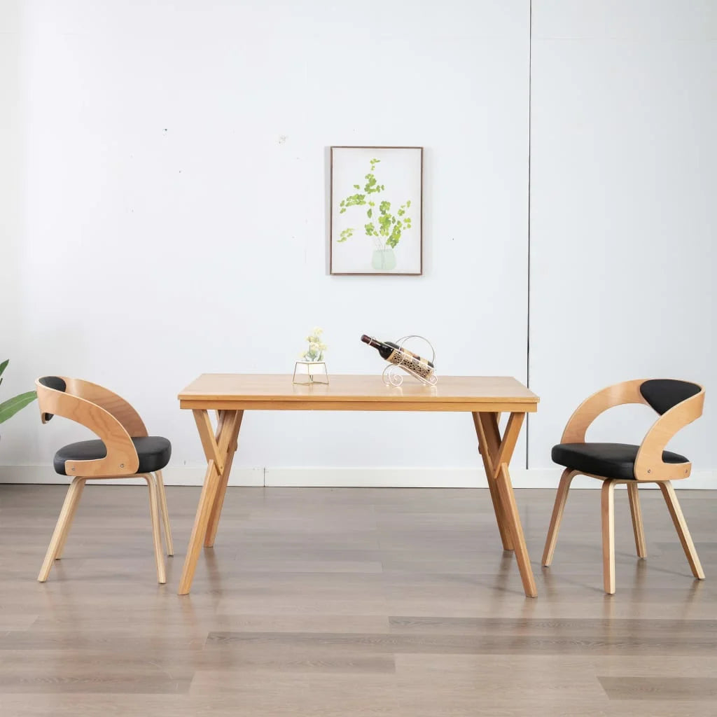 Sedie da Pranzo 2 pz Nere in Legno Curvato e Similpelle